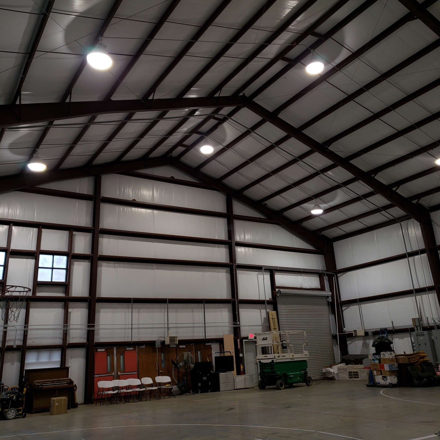 Dim warehouse lighting before LED upgrade